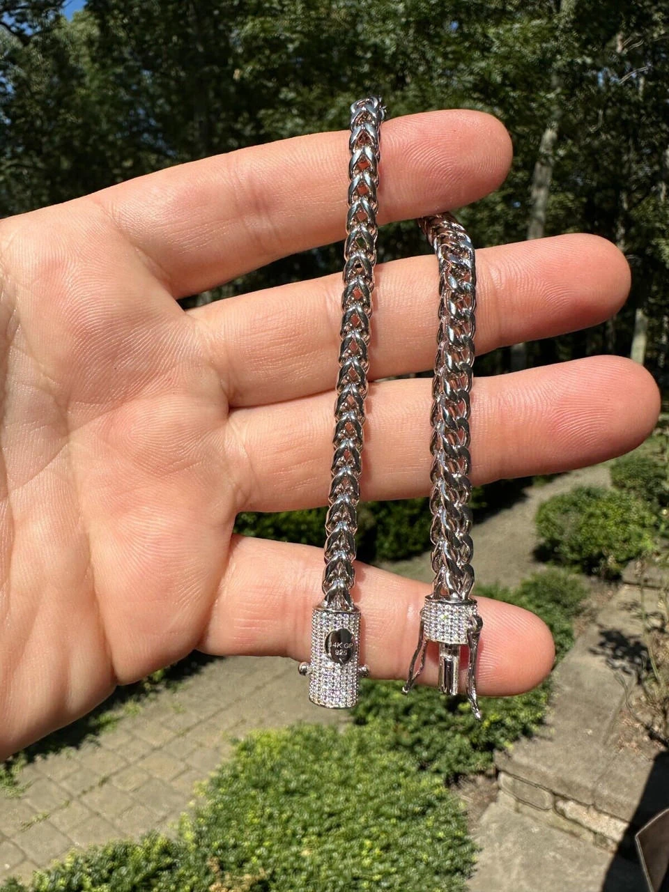 Iced MOISSANITE Clasp 925 Silver & Stainless Franco Bracelet 4-6mm Pass Tester ✅ 7 Iced MOISSANITE Clasp 925 Silver & Stainless Franco Bracelet 4-6mm Pass Tester ✅ - Image 5