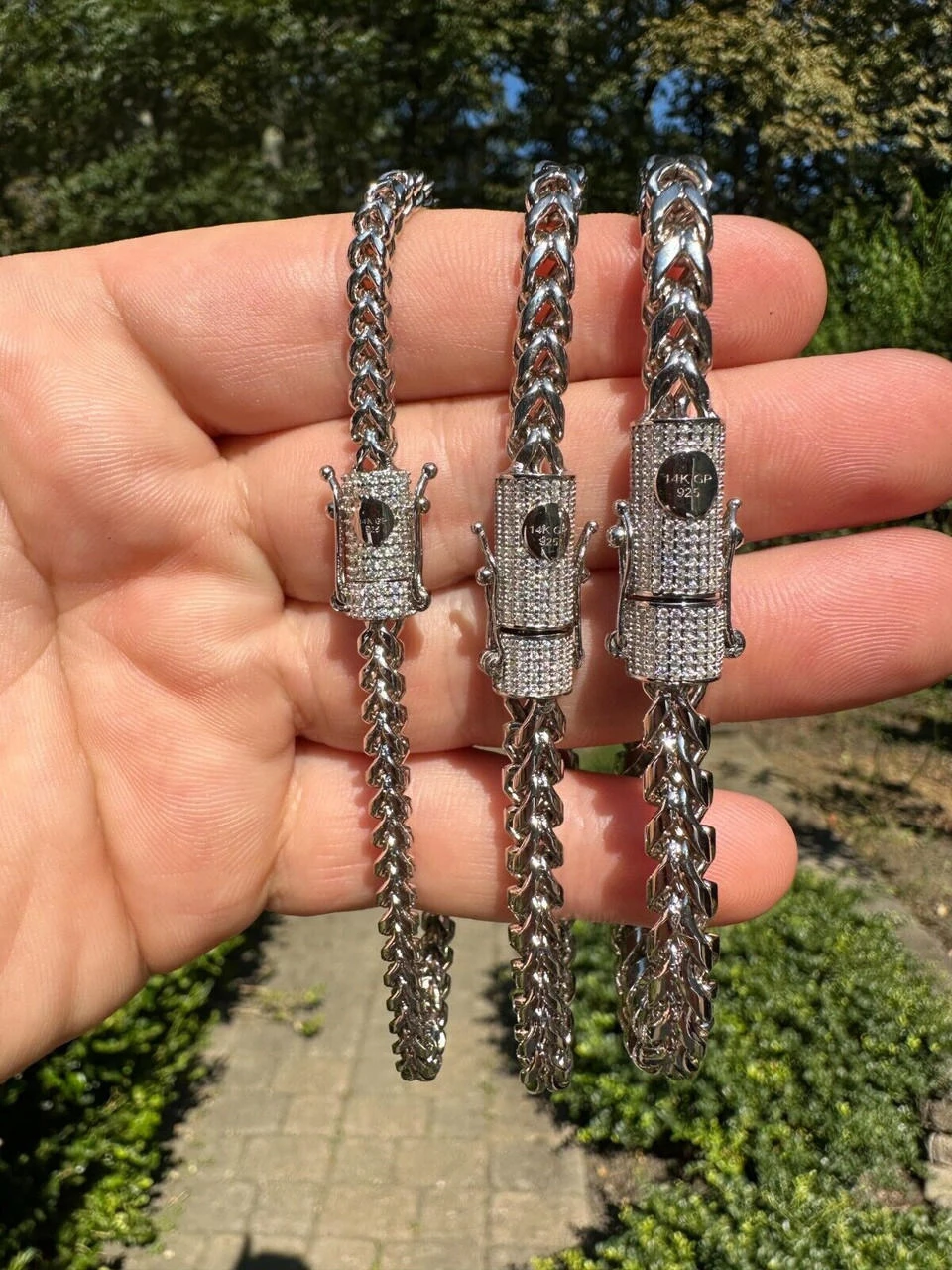 Iced MOISSANITE Clasp 925 Silver & Stainless Franco Bracelet 4-6mm Pass Tester ✅ 10 Iced MOISSANITE Clasp 925 Silver & Stainless Franco Bracelet 4-6mm Pass Tester ✅ - Image 8