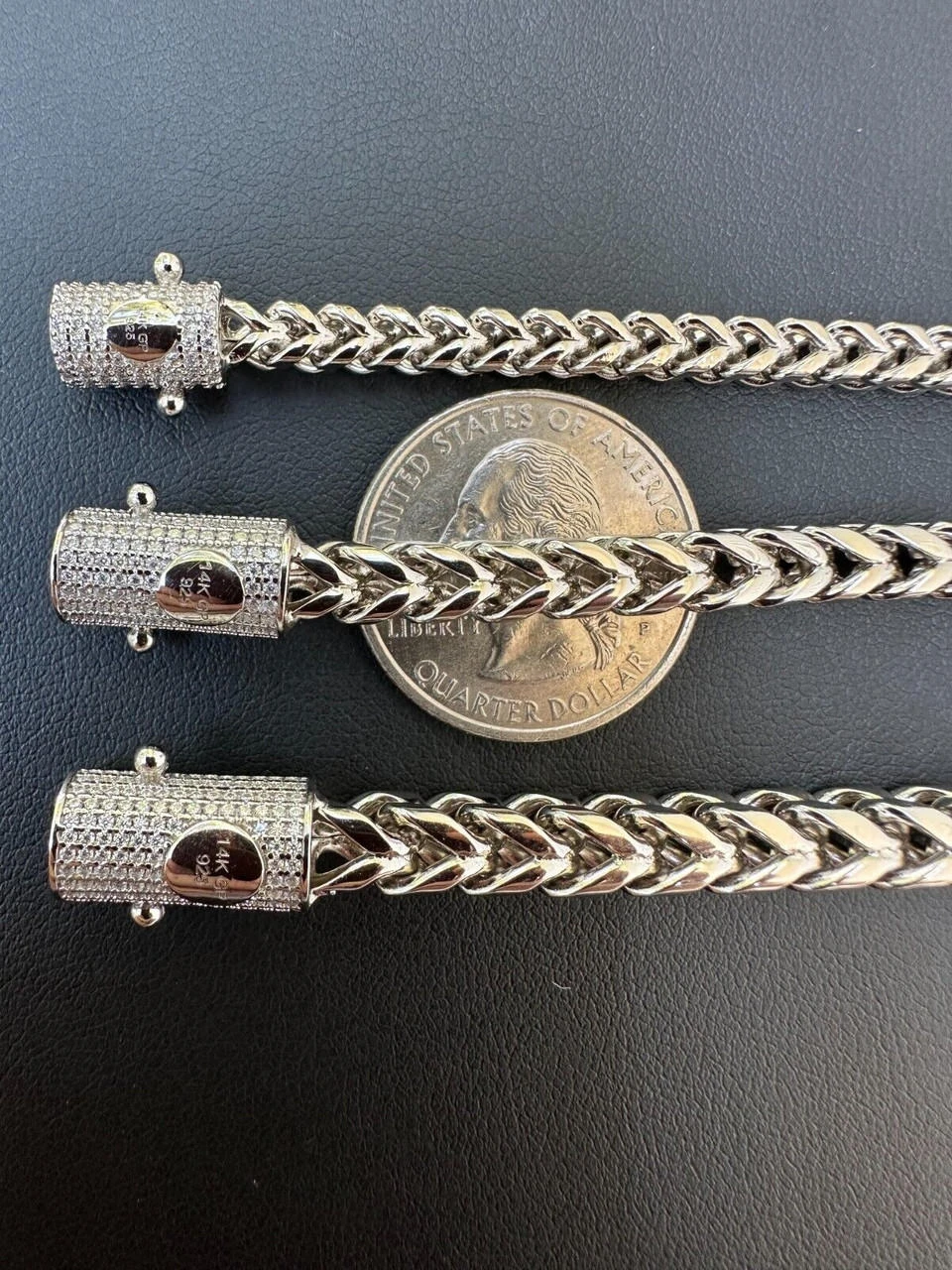 Iced MOISSANITE Clasp 925 Silver & Stainless Franco Bracelet 4-6mm Pass Tester ✅ 13 Iced MOISSANITE Clasp 925 Silver & Stainless Franco Bracelet 4-6mm Pass Tester ✅ - Image 11