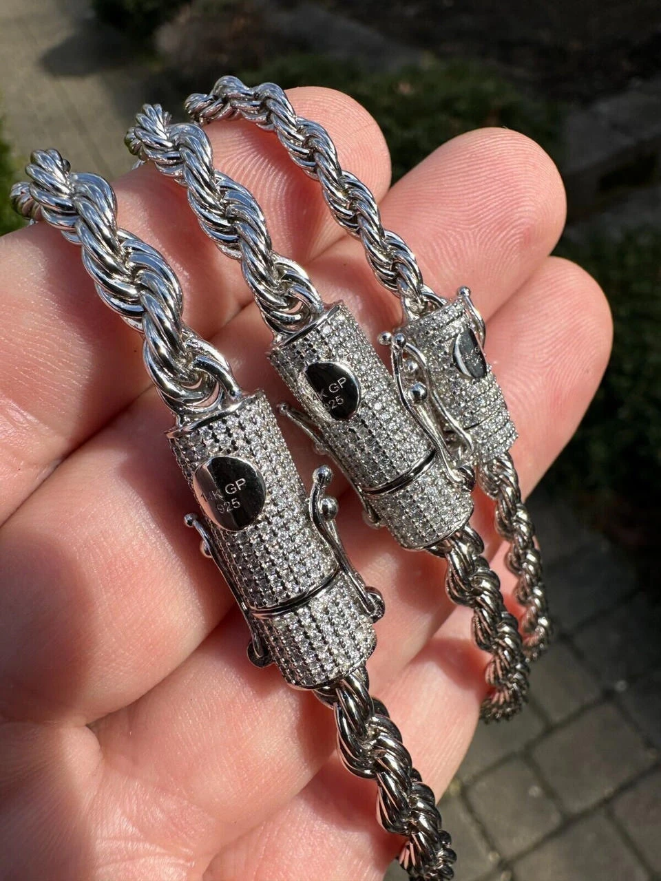 Iced MOISSANITE Clasp 925 Silver & Stainless Rope Bracelet 4-6mm Pass Tester ✅ 21 Iced MOISSANITE Clasp 925 Silver & Stainless Rope Bracelet 4-6mm Pass Tester ✅ - Image 19