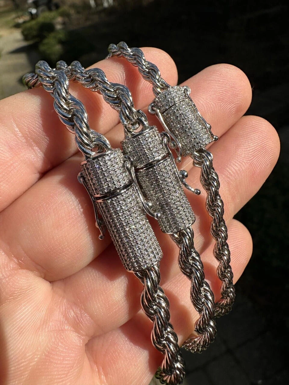 Iced MOISSANITE Clasp 925 Silver & Stainless Rope Bracelet 4-6mm Pass Tester ✅ 22 Iced MOISSANITE Clasp 925 Silver & Stainless Rope Bracelet 4-6mm Pass Tester ✅ - Image 20