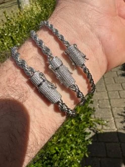 Iced MOISSANITE Clasp 925 Silver & Stainless Steel Rope Chain Necklace Bracelet 25 Iced MOISSANITE Clasp 925 Silver & Stainless Steel Rope Chain Necklace Bracelet -Harlem Bling Shop harlembling iced moissanite clasp 925 silver and stainless steel rope chain necklace bracelet 32200.1678388085