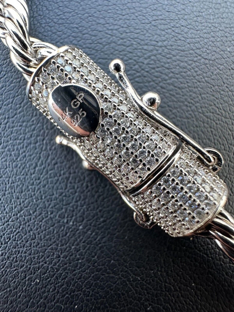 Iced MOISSANITE Clasp 925 Silver & Stainless Steel Rope Chain Necklace Bracelet 9 Iced MOISSANITE Clasp 925 Silver & Stainless Steel Rope Chain Necklace Bracelet - Image 7