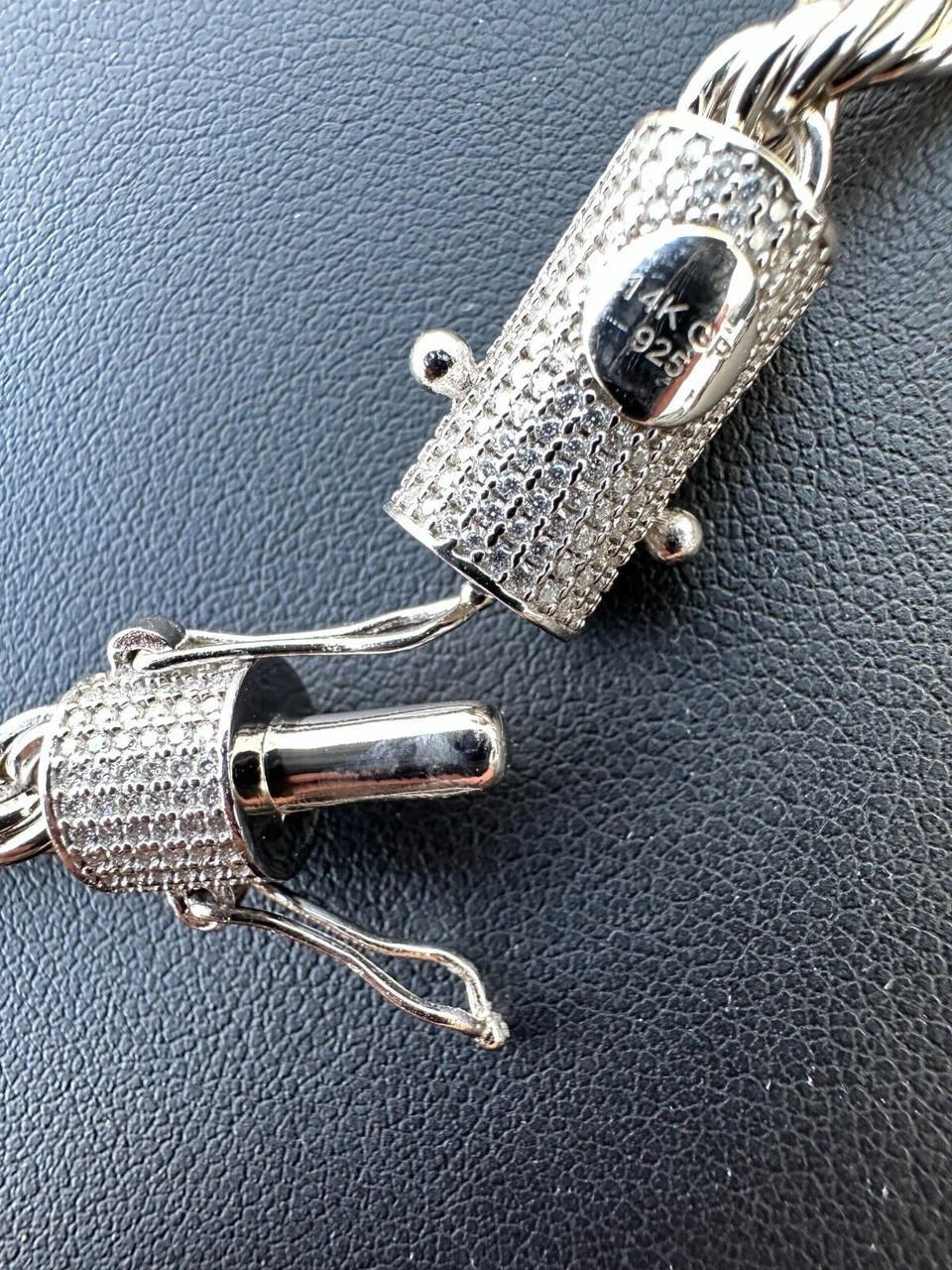 Iced MOISSANITE Clasp 925 Silver & Stainless Steel Rope Chain Necklace Bracelet 11 Iced MOISSANITE Clasp 925 Silver & Stainless Steel Rope Chain Necklace Bracelet - Image 9