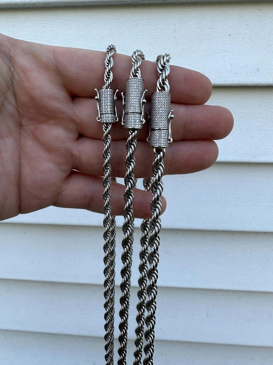 Iced MOISSANITE Clasp 925 Silver & Stainless Steel Rope Chain Necklace Bracelet 15 Iced MOISSANITE Clasp 925 Silver & Stainless Steel Rope Chain Necklace Bracelet - Image 13