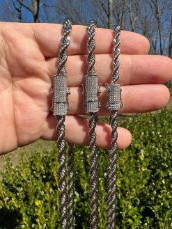 Iced MOISSANITE Clasp Real 925 Silver & Stainless Steel Rope Chain Necklace -Harlem Bling Shop harlembling iced moissanite clasp real 925 silver and stainless steel rope chain necklace 07864.1678388762