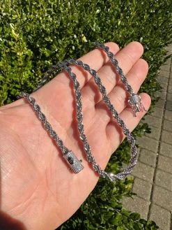 Iced MOISSANITE Clasp Real 925 Silver & Stainless Steel Rope Chain Necklace -Harlem Bling Shop harlembling iced moissanite clasp real 925 silver and stainless steel rope chain necklace 19237.1678388833