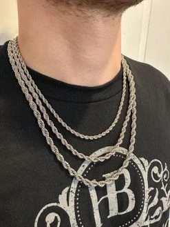 Iced MOISSANITE Clasp Real 925 Silver & Stainless Steel Rope Chain Necklace -Harlem Bling Shop harlembling iced moissanite clasp real 925 silver and stainless steel rope chain necklace 29585.1678388632