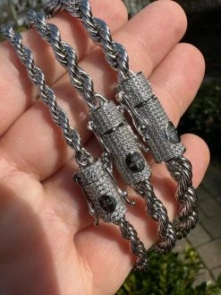 Iced MOISSANITE Clasp Real 925 Silver & Stainless Steel Rope Chain Necklace -Harlem Bling Shop harlembling iced moissanite clasp real 925 silver and stainless steel rope chain necklace 33687.1678388527