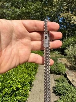 Iced MOISSANITE Clasp Stainless Steel & 925 Silver Franco Chain Necklace 4-6mm -Harlem Bling Shop harlembling iced moissanite clasp stainless steel and 925 silver franco chain necklace 4 6mm 22777.1690848997