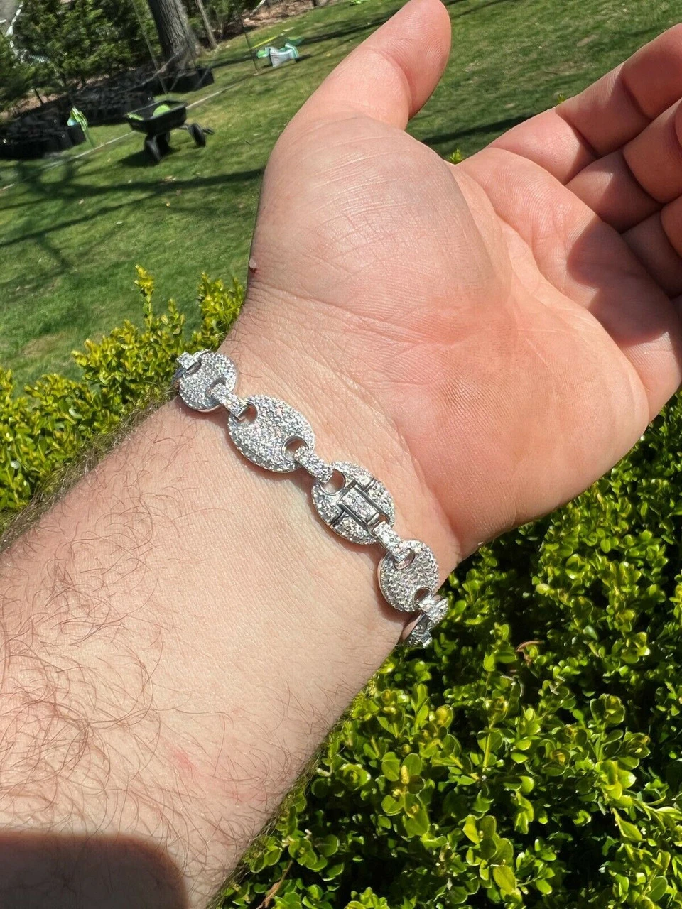 ICED Moissanite Gucci Link Bracelet 12mm Hip Hop 925 Silver Pass Diamond Tester 9 ICED Moissanite Gucci Link Bracelet 12mm Hip Hop 925 Silver Pass Diamond Tester - Image 7