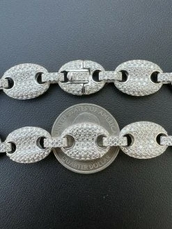 ICED Moissanite Puff Gucci Link Chain 12mm Hip Hop 925 Silver Pass Diamond Test -Harlem Bling Shop harlembling iced moissanite puff gucci link chain 12mm hip hop 925 silver pass diamond test 00913.1664357633