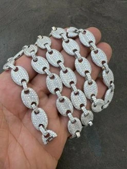 ICED Moissanite Puff Gucci Link Chain 12mm Hip Hop 925 Silver Pass Diamond Test -Harlem Bling Shop harlembling iced moissanite puff gucci link chain 12mm hip hop 925 silver pass diamond test 65421.1664359453