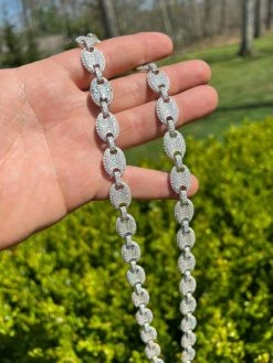 ICED Moissanite Puff Gucci Link Chain 12mm Hip Hop 925 Silver Pass Diamond Test -Harlem Bling Shop harlembling iced moissanite puff gucci link chain 12mm hip hop 925 silver pass diamond test 70072.1664358910