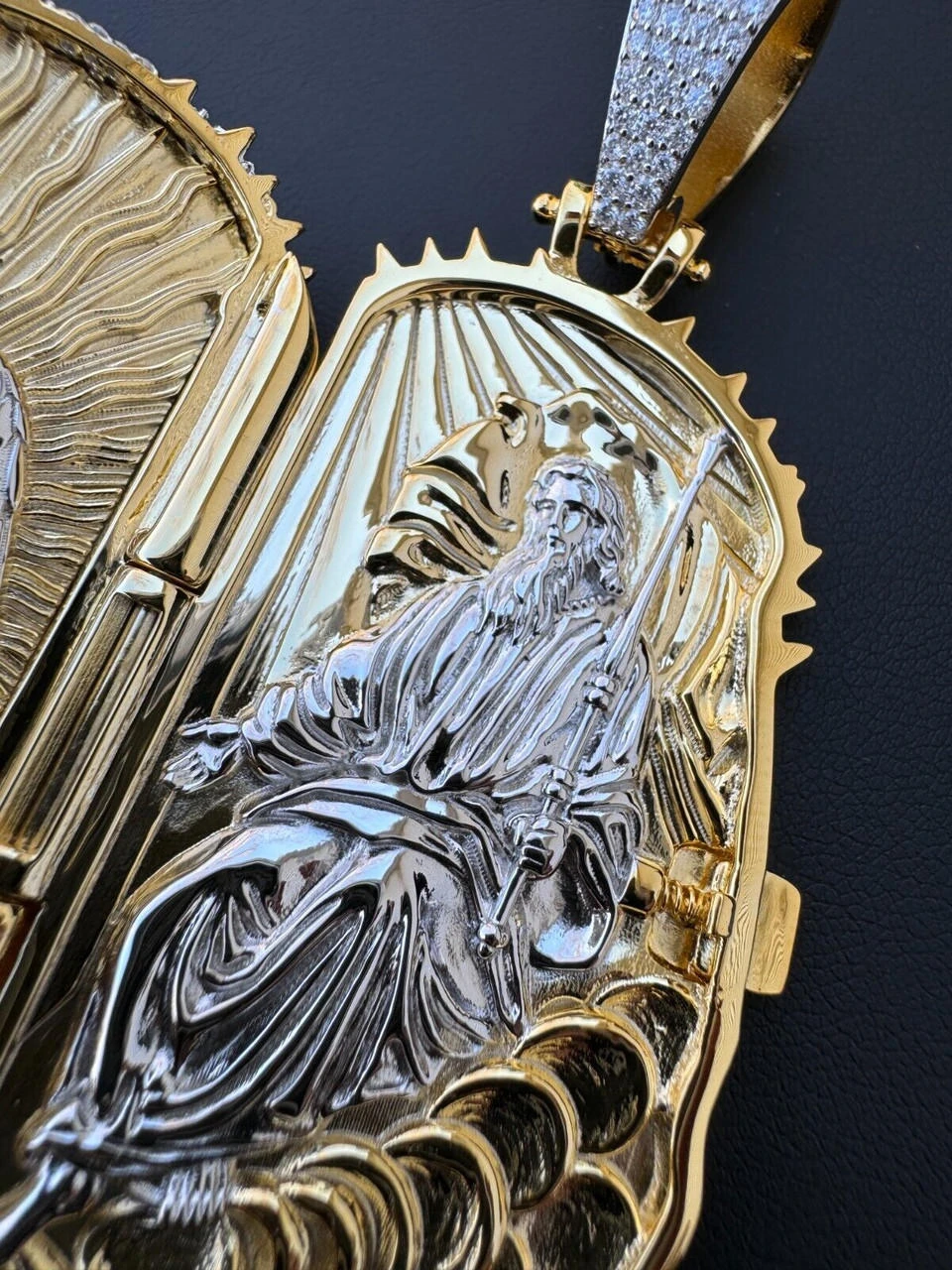 Iced Out Moissanite Jesus Piece Opens Up As Locket - Father Son & Holy Spirit Solid 925 Silver - 131 Grams! 15 Iced Out Moissanite Jesus Piece Opens Up As Locket - Father Son & Holy Spirit Solid 925 Silver - 131 Grams! - Image 13