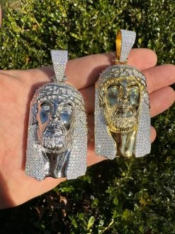 Iced Out Moissanite Jesus Piece Opens Up As Locket - Father Son & Holy Spirit Solid 925 Silver - 131 Grams! 32 Iced Out Moissanite Jesus Piece Opens Up As Locket - Father Son & Holy Spirit Solid 925 Silver - 131 Grams! -Harlem Bling Shop harlembling iced out moissanite jesus piece opens up as locket father son and holy spirit solid 925 silver 131 grams 85512.1702702694