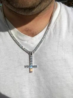 Inverted Cross Upside Down Real Solid 925 Sterling Silver Tennis Chain Diamond 23 Inverted Cross Upside Down Real Solid 925 Sterling Silver Tennis Chain Diamond -Harlem Bling Shop harlembling inverted cross upside down real solid 925 sterling silver tennis chain diamond 01200.1664392480