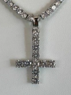 Inverted Cross Upside Down Real Solid 925 Sterling Silver Tennis Chain Diamond 22 Inverted Cross Upside Down Real Solid 925 Sterling Silver Tennis Chain Diamond -Harlem Bling Shop harlembling inverted cross upside down real solid 925 sterling silver tennis chain diamond 08937.1664394838