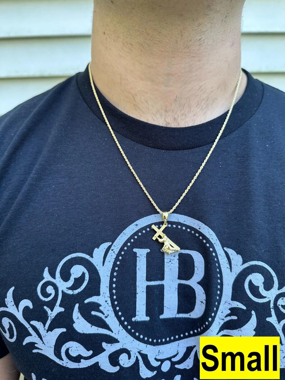 Jesus Carrying Cross Pendant Plain Necklace 14k Gold Vermeil 925 Silver - 3 Size 11 Jesus Carrying Cross Pendant Plain Necklace 14k Gold Vermeil 925 Silver - 3 Size - Image 9