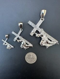 Jesus Carrying Cross Plain Crucifix Pendant Necklace 925 Sterling Silver 3 Sizes 32 Jesus Carrying Cross Plain Crucifix Pendant Necklace 925 Sterling Silver 3 Sizes -Harlem Bling Shop harlembling jesus carrying cross plain crucifix pendant necklace 925 sterling silver 3 sizes 82294.1699328787