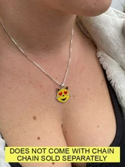 Kitty Cat Heart Eyes Emoji Solid 925 Sterling Silver 1" Pendant For Necklace -Harlem Bling Shop harlembling kitty cat heart eyes emoji solid 925 sterling silver 1 pendant for necklace 14396.1664398237