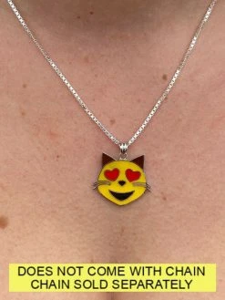 Kitty Cat Heart Eyes Emoji Solid 925 Sterling Silver 1" Pendant For Necklace -Harlem Bling Shop harlembling kitty cat heart eyes emoji solid 925 sterling silver 1 pendant for necklace 25665.1664382444