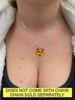 Kitty Cat Heart Eyes Emoji Solid 925 Sterling Silver 1" Pendant For Necklace -Harlem Bling Shop harlembling kitty cat heart eyes emoji solid 925 sterling silver 1 pendant for necklace 27679.1664394496