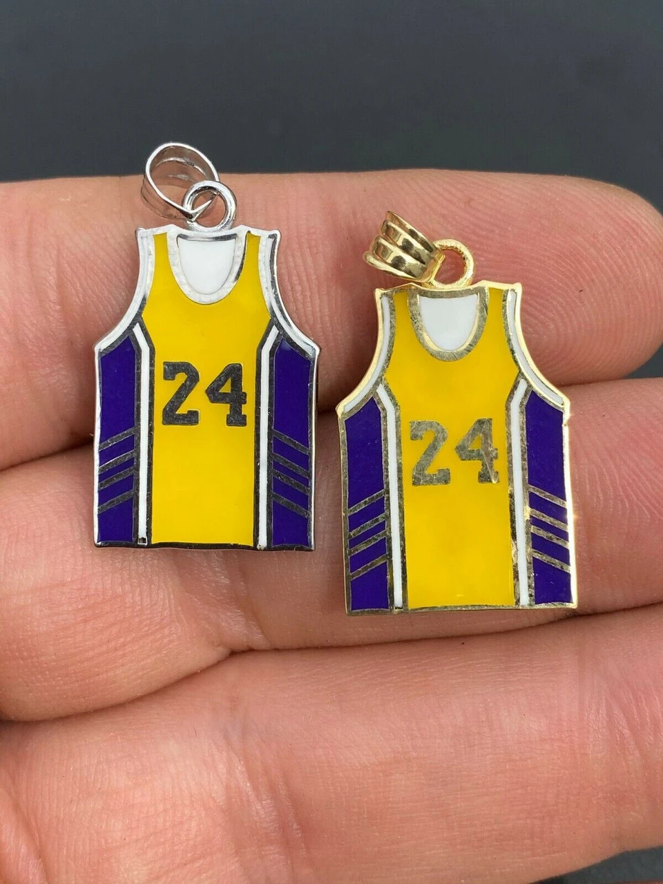 Kobe Bryant 24 Basketball Pendant Real 925 Sterling Silver / Gold Necklace 1" 11 Kobe Bryant 24 Basketball Pendant Real 925 Sterling Silver / Gold Necklace 1" - Image 9