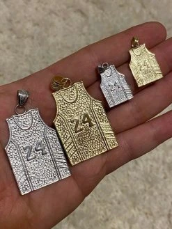 Kobe Bryant 24 Jersey Autograph Pendant Real 925 Sterling Silver / Gold Necklace