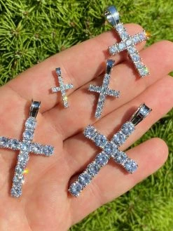 Ladies & Mens Diamond Cross Pendant Solid 925 Sterling Silver Iced Necklace -Harlem Bling Shop harlembling ladies and mens diamond cross pendant solid 925 sterling silver iced necklace 08489.1664396379