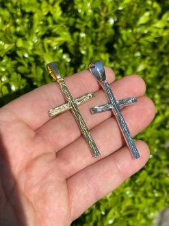 Large 2" Men's Plain Cross Pendant Solid 925 Sterling Silver / 14k Gold Necklace 17 Large 2" Men's Plain Cross Pendant Solid 925 Sterling Silver / 14k Gold Necklace -Harlem Bling Shop harlembling large 2 mens plain cross pendant solid 925 sterling silver 14k gold necklace 20401.1664395943