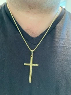 Large 2" Men's Plain Cross Pendant Solid 925 Sterling Silver / 14k Gold Necklace 25 Large 2" Men's Plain Cross Pendant Solid 925 Sterling Silver / 14k Gold Necklace -Harlem Bling Shop harlembling large 2 mens plain cross pendant solid 925 sterling silver 14k gold necklace 38761.1664371487