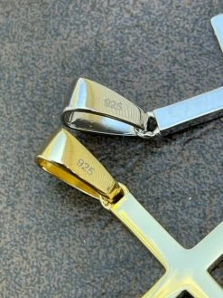 Large 2" Men's Plain Cross Pendant Solid 925 Sterling Silver / 14k Gold Necklace 19 Large 2" Men's Plain Cross Pendant Solid 925 Sterling Silver / 14k Gold Necklace -Harlem Bling Shop harlembling large 2 mens plain cross pendant solid 925 sterling silver 14k gold necklace 97762.1664396811