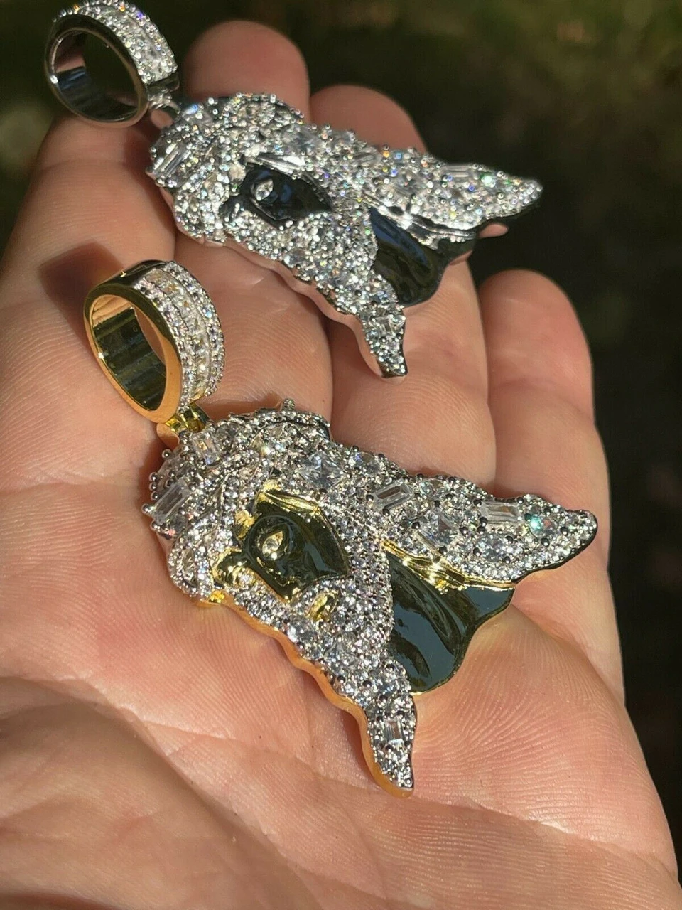 Large Baguette MOISSANITE 925 Silver Bust Down Jesus Piece Iced Hip Hop Necklace 11 Large Baguette MOISSANITE 925 Silver Bust Down Jesus Piece Iced Hip Hop Necklace - Image 9