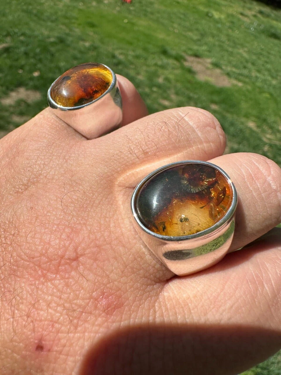 Large Genuine Baltic Amber Stone Mens Real Solid 925 Sterling Silver Signet Ring 5 Large Genuine Baltic Amber Stone Mens Real Solid 925 Sterling Silver Signet Ring - Image 3