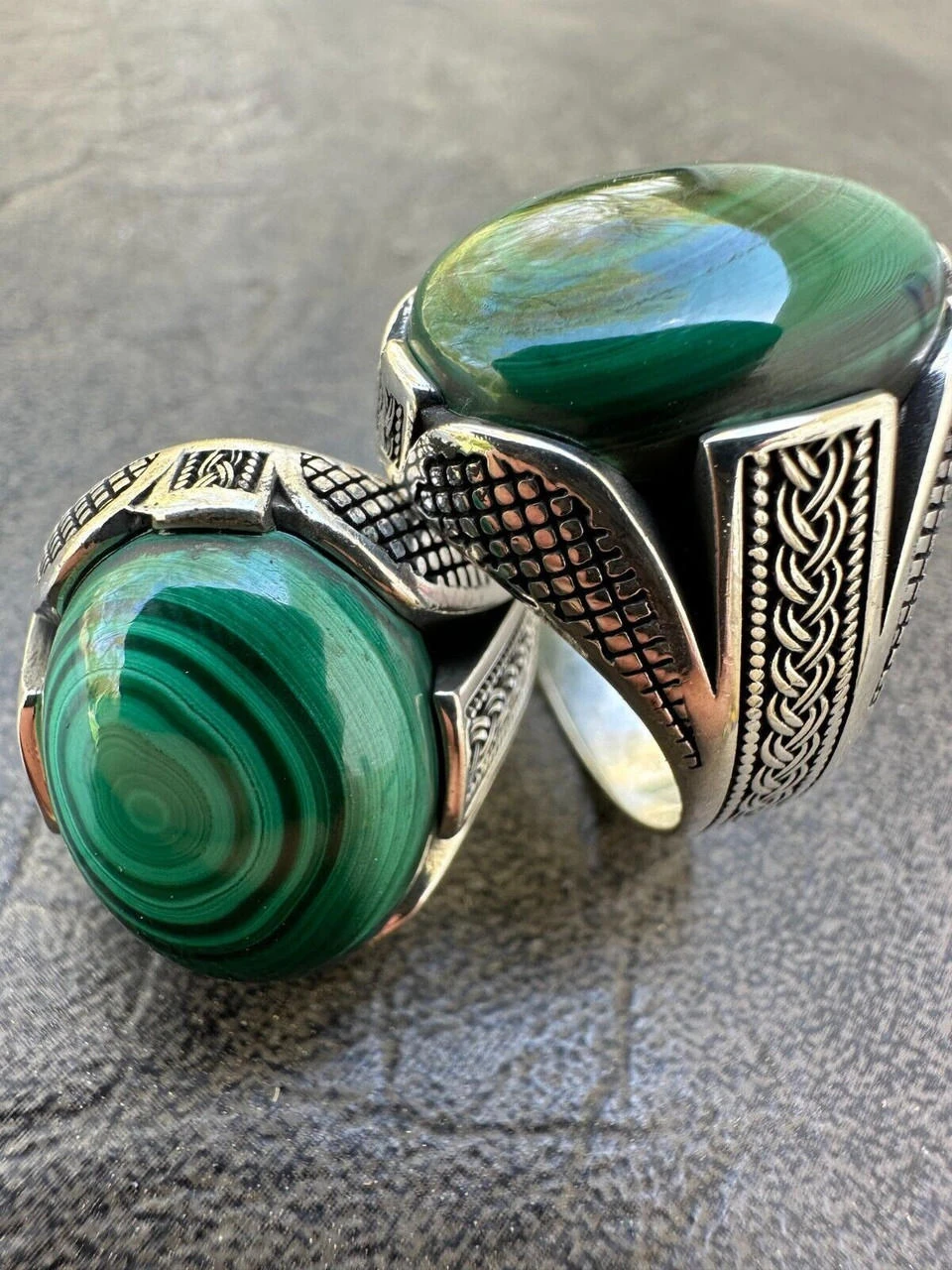 Large Green Malachite Gemstone Mens Real Solid 925 Sterling Silver Signet Ring 6 Large Green Malachite Gemstone Mens Real Solid 925 Sterling Silver Signet Ring - Image 4