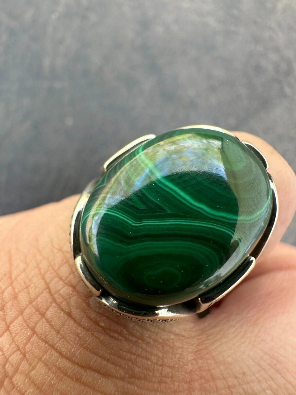 Large Green Malachite Gemstone Mens Real Solid 925 Sterling Silver Signet Ring 20 Large Green Malachite Gemstone Mens Real Solid 925 Sterling Silver Signet Ring - Image 18