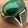 Large Green Malachite Gemstone Mens Real Solid 925 Sterling Silver Signet Ring