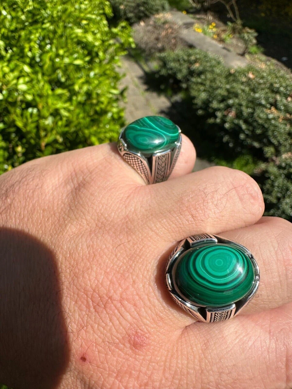Large Green Malachite Gemstone Mens Real Solid 925 Sterling Silver Signet Ring 15 Large Green Malachite Gemstone Mens Real Solid 925 Sterling Silver Signet Ring - Image 13