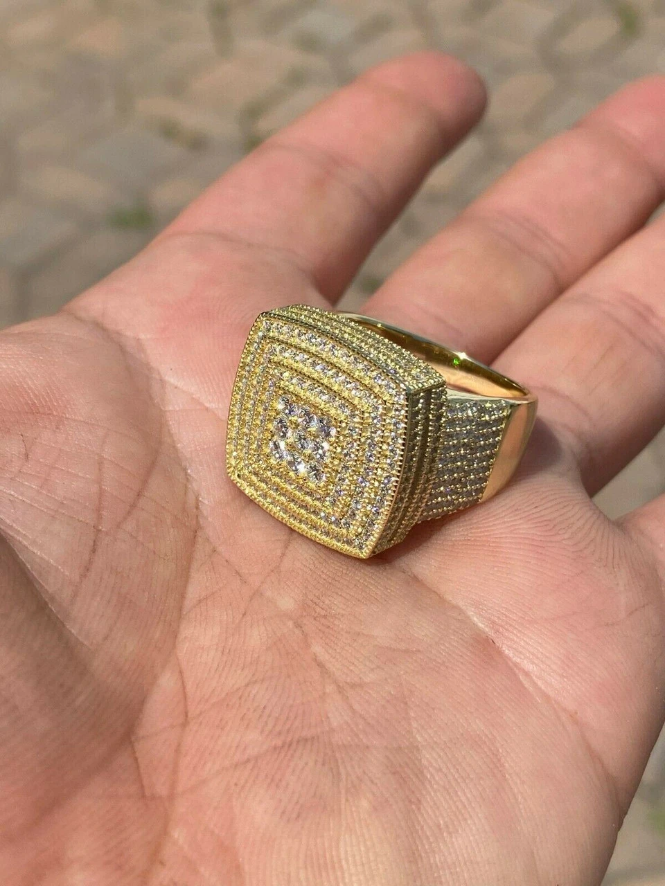 Large Iced 14k Gold Over Real Solid 925 Sterling Silver Men Diamond Ring Hip Hop 12 Large Iced 14k Gold Over Real Solid 925 Sterling Silver Men Diamond Ring Hip Hop - Image 10