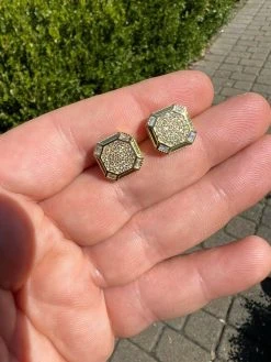 Large Mens Real MOISSANITE 14k Gold Vermeil Iced Earrings Hip Hop Diamond Test ✅ -Harlem Bling Shop harlembling large mens real moissanite 14k gold vermeil iced earrings hip hop diamond test 21387.1664358592