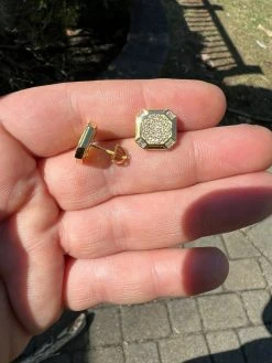 Large Mens Real MOISSANITE 14k Gold Vermeil Iced Earrings Hip Hop Diamond Test ✅ -Harlem Bling Shop harlembling large mens real moissanite 14k gold vermeil iced earrings hip hop diamond test 65991.1664357037