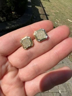 Large Mens Real MOISSANITE 14k Gold Vermeil Iced Earrings Hip Hop Diamond Test ✅ -Harlem Bling Shop harlembling large mens real moissanite 14k gold vermeil iced earrings hip hop diamond test 66034.1664361969