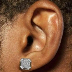 Large Mens Real MOISSANITE Silver Iced Baguette Earrings Hip Hop Diamond Test ✅ -Harlem Bling Shop harlembling large mens real moissanite silver iced baguette earrings hip hop diamond test 51161.1664359921