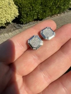 Large Mens Real MOISSANITE Silver Iced Baguette Earrings Hip Hop Diamond Test ✅ -Harlem Bling Shop harlembling large mens real moissanite silver iced baguette earrings hip hop diamond test 68565.1664356515