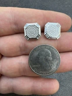 Large Mens Real MOISSANITE Silver Iced Baguette Earrings Hip Hop Diamond Test ✅ -Harlem Bling Shop harlembling large mens real moissanite silver iced baguette earrings hip hop diamond test 96386.1664362188