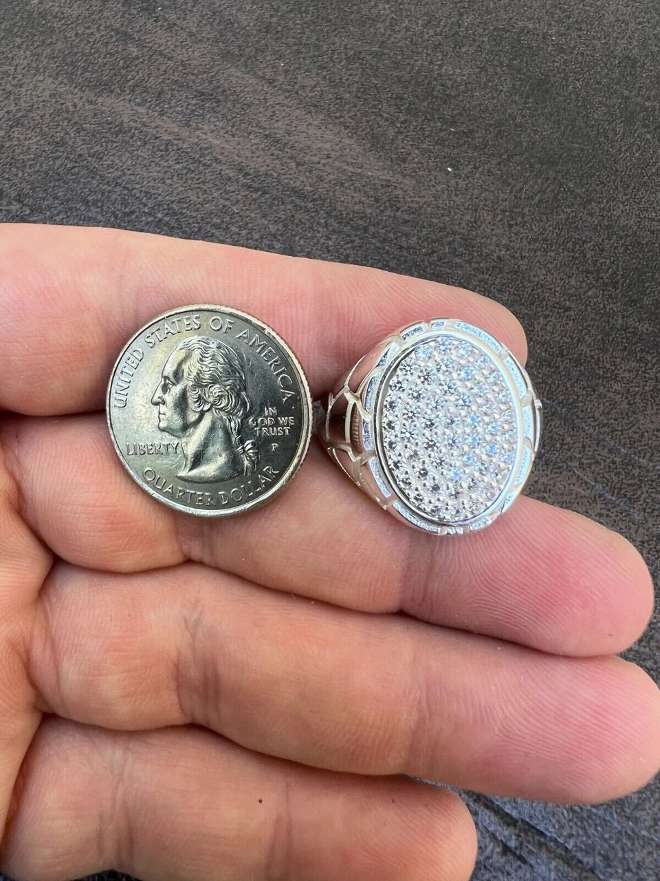 Large Nugget Mens Real Solid 925 Sterling Silver Iced CZ Pinky Ring Big Hip Hop 6 Large Nugget Mens Real Solid 925 Sterling Silver Iced CZ Pinky Ring Big Hip Hop - Image 4