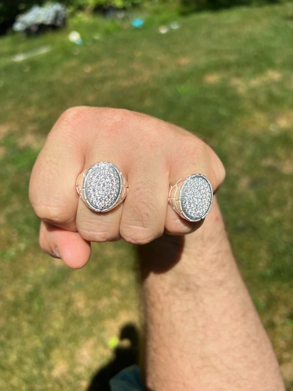 Large Nugget Mens Real Solid 925 Sterling Silver Iced CZ Pinky Ring Big Hip Hop 7 Large Nugget Mens Real Solid 925 Sterling Silver Iced CZ Pinky Ring Big Hip Hop - Image 5