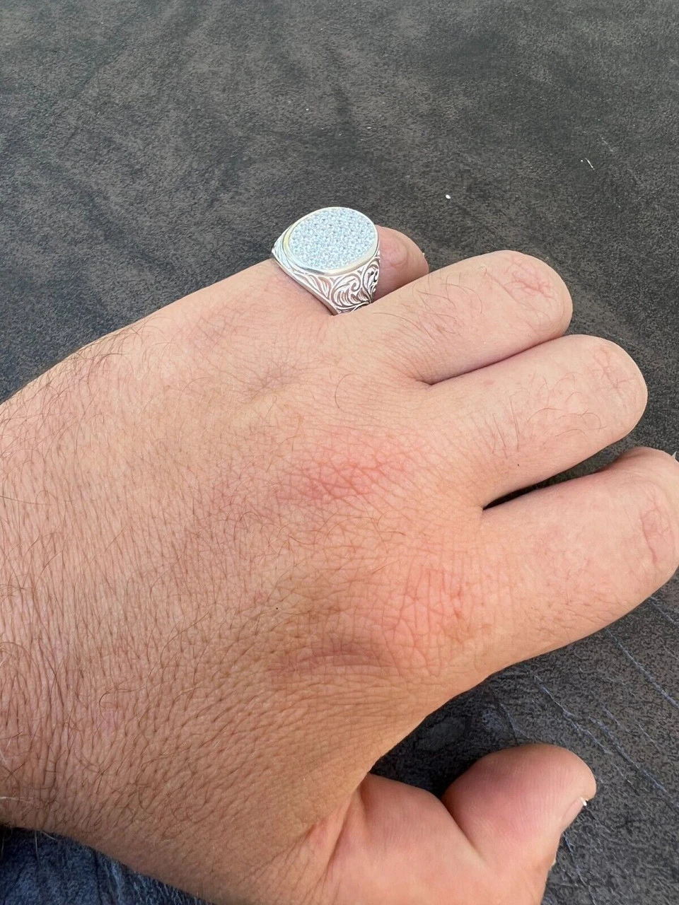 Large Oval Mens Real Solid 925 Sterling Silver Iced CZ Pinky Ring Big Hip Hop 14 Large Oval Mens Real Solid 925 Sterling Silver Iced CZ Pinky Ring Big Hip Hop - Image 12