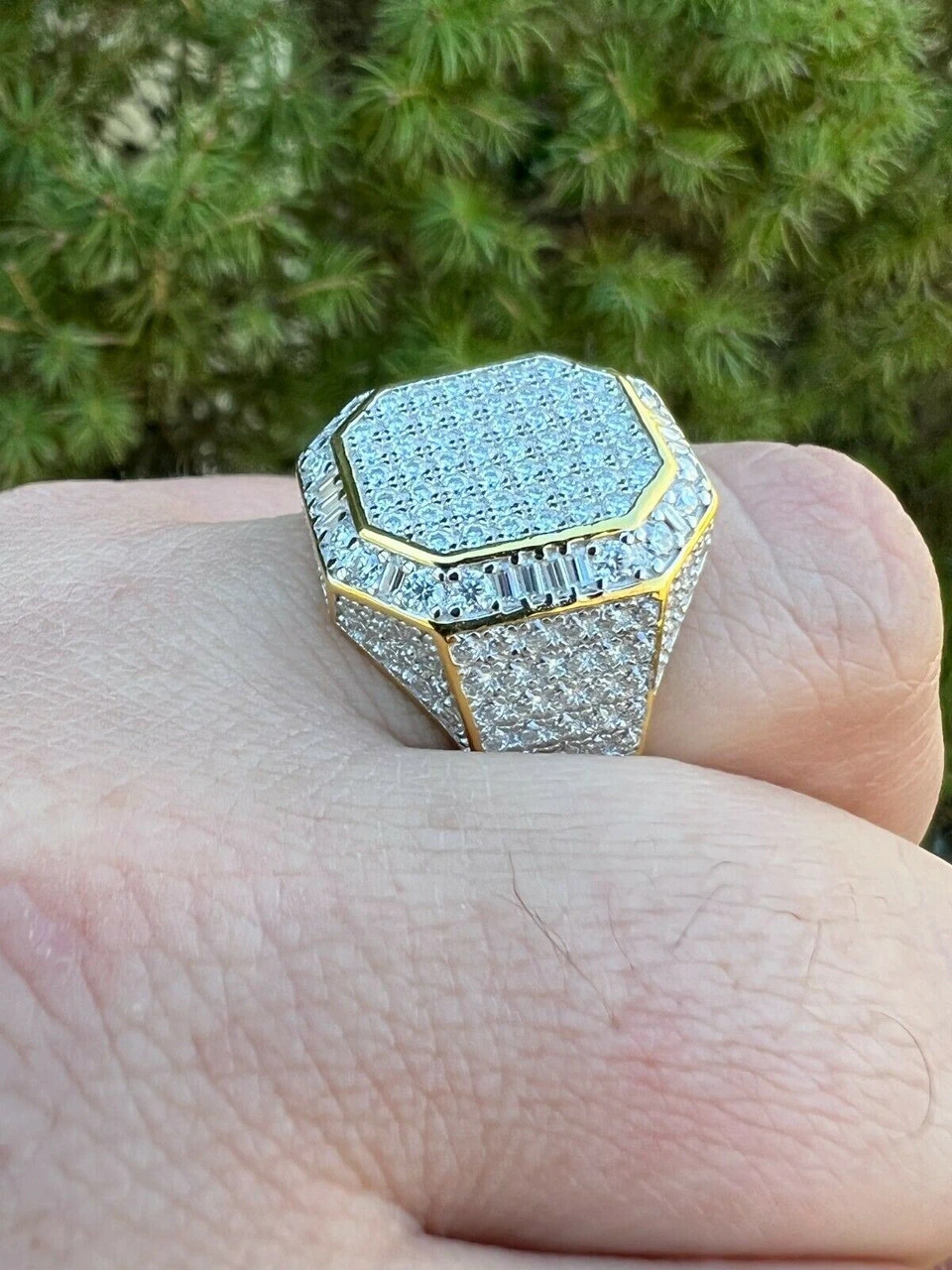 Large Real 14k Gold Vermeil 3ct MOISSANITE Pinky RING Hip Hop Pass Diamond Test 8 Large Real 14k Gold Vermeil 3ct MOISSANITE Pinky RING Hip Hop Pass Diamond Test - Image 6